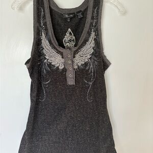 Miss Me Black Fitted Embellished Tank Top
